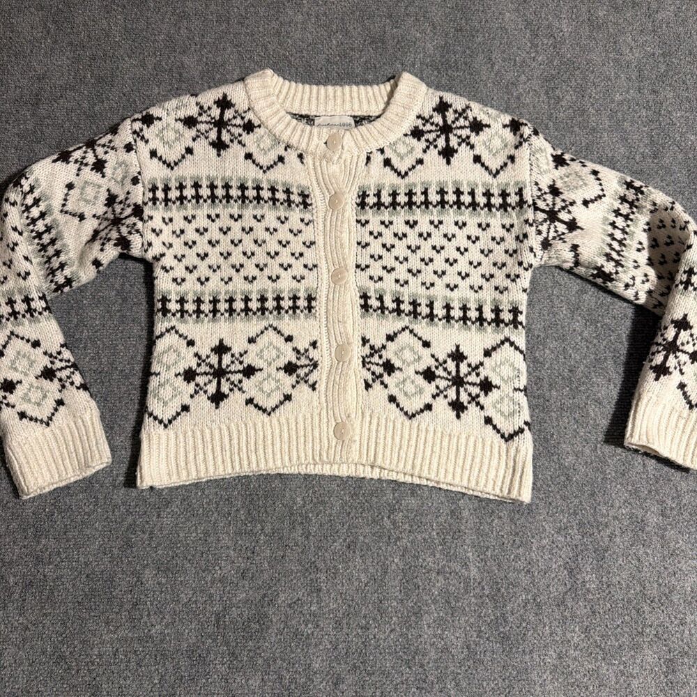 Freshman 1996 Cropped Cardigan Sweater Womens Size XS White 100% Polyester